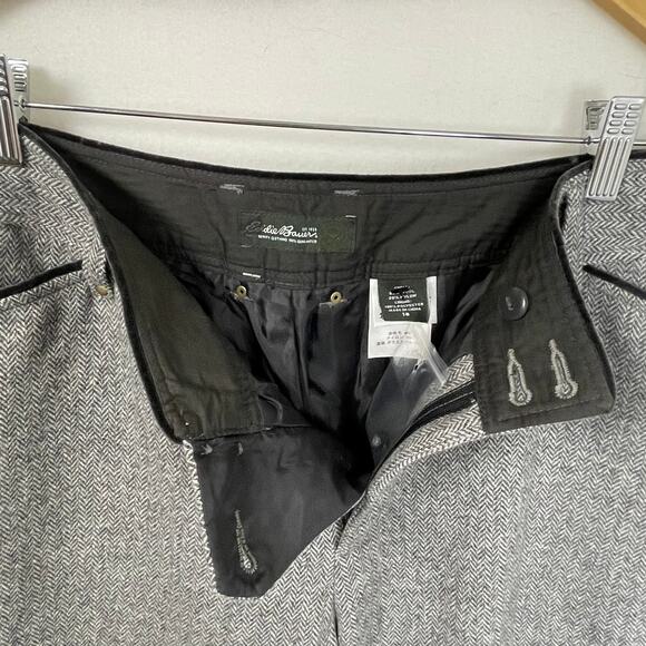 NWT Eddie Bauer Wool Blend Tweed Herringbone Dress Trousers Pants Gray 18 Lined - Picture 6 of 16